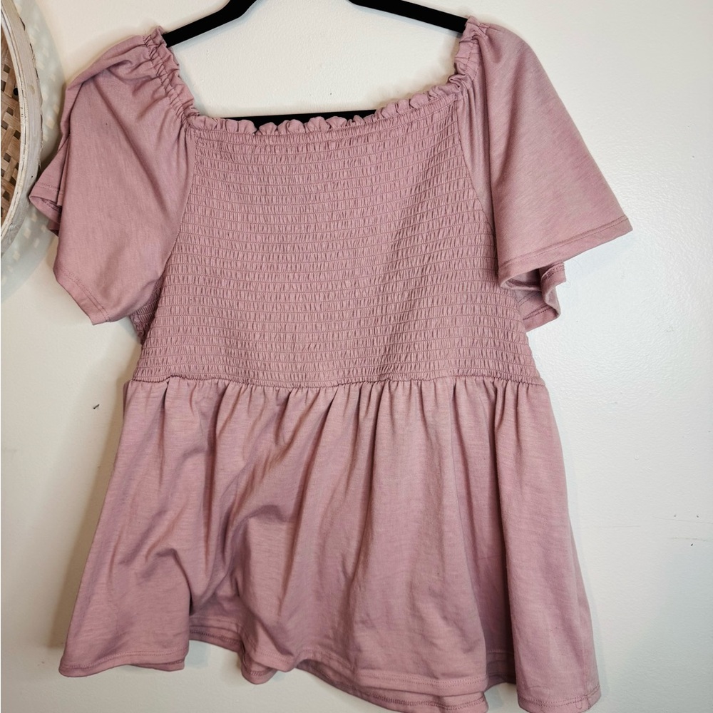 Elegant Smocked Blouse in Dusty Pink